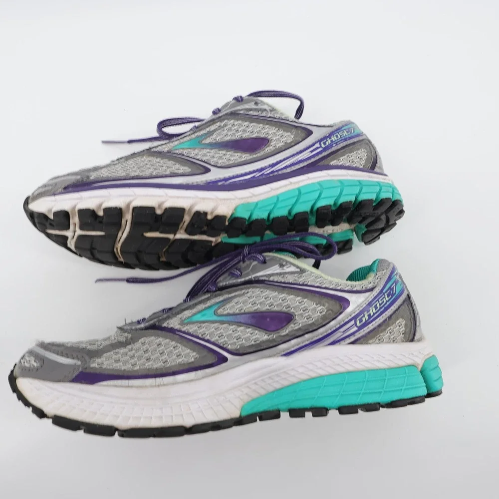 Brooks‎ Ghost 7 Mesh Running Sneakers Grey Purple Womens 8 - Flaws